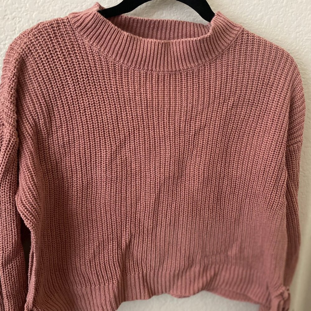 forever21 pink sweater side ties